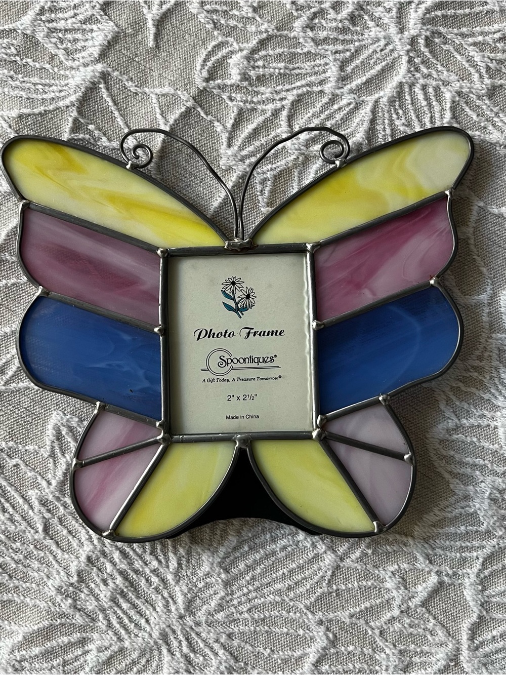 Vintage 90s Spoontique Butterfly Stained Glass Photo Frame
